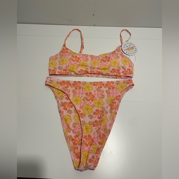 Floral Pink and Yellow Bikini Set - Picture 1 of 6
